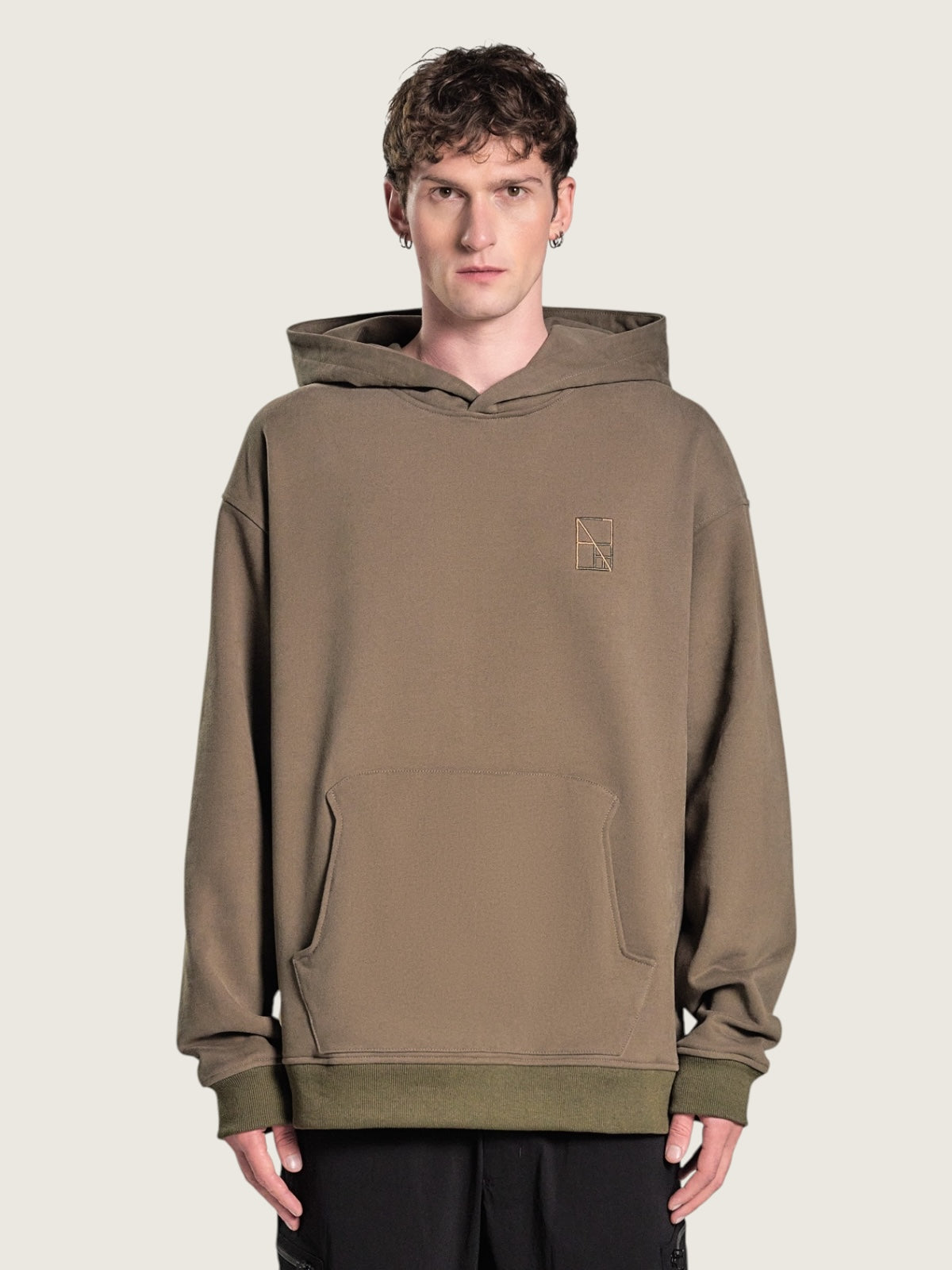 Trapezoid hoodie "Format" khaki