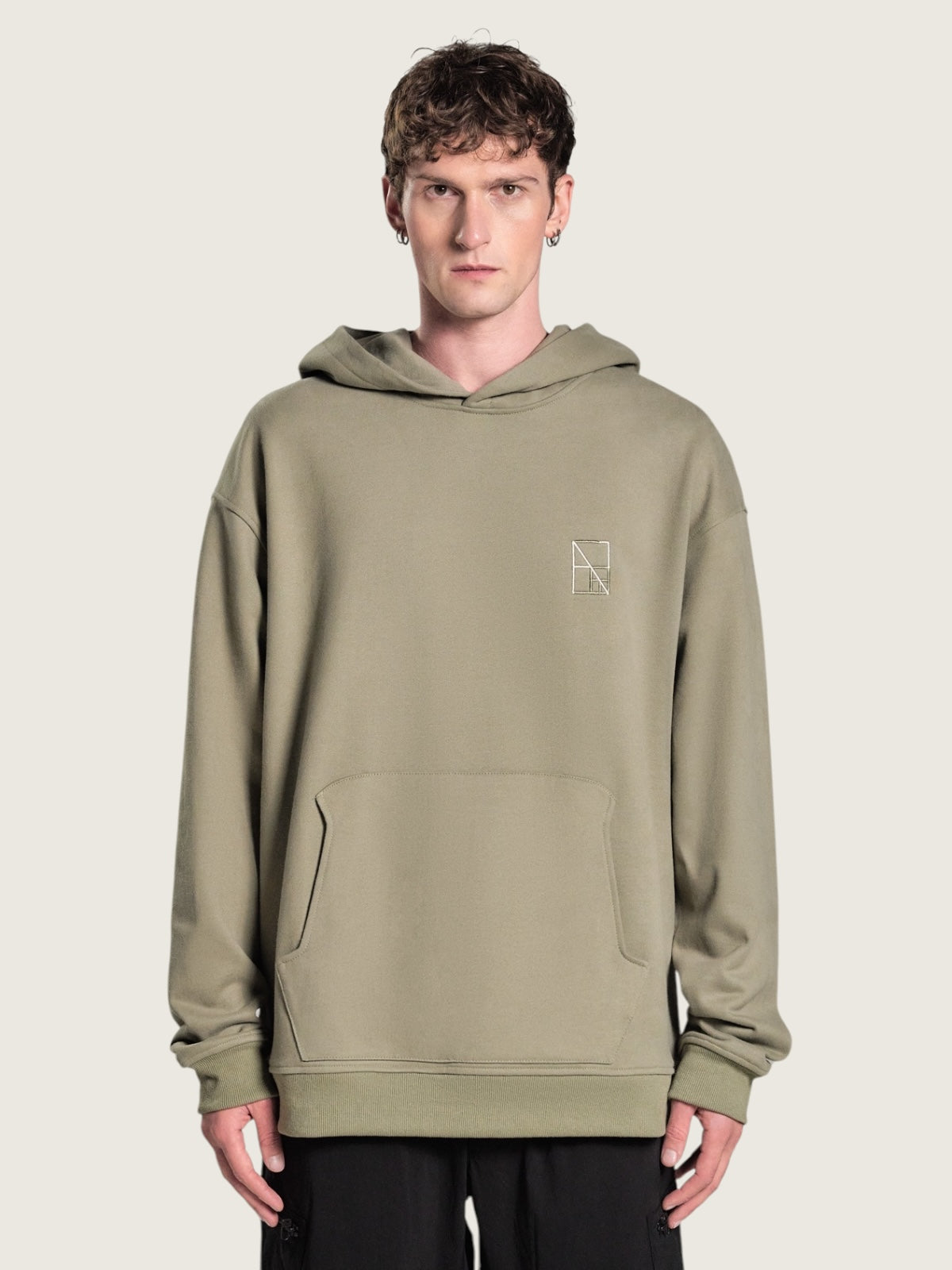 Trapezoid hoodie "Format" green