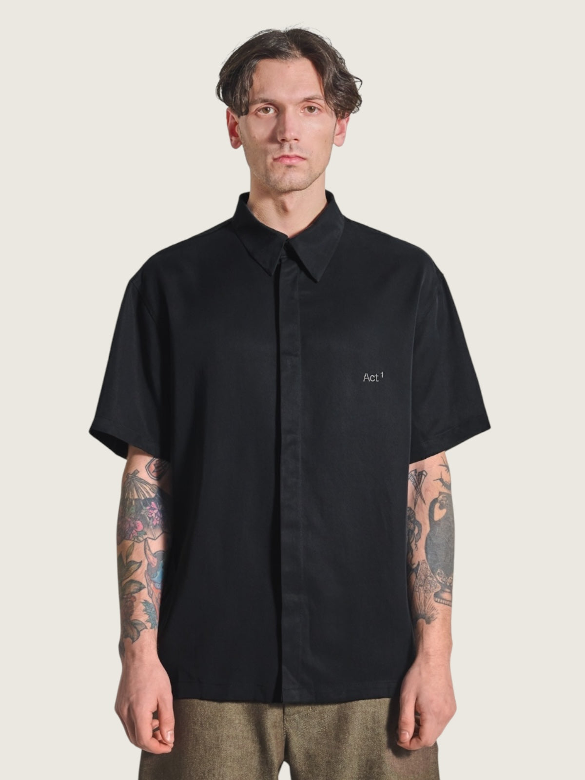 Button up tencel shirt black