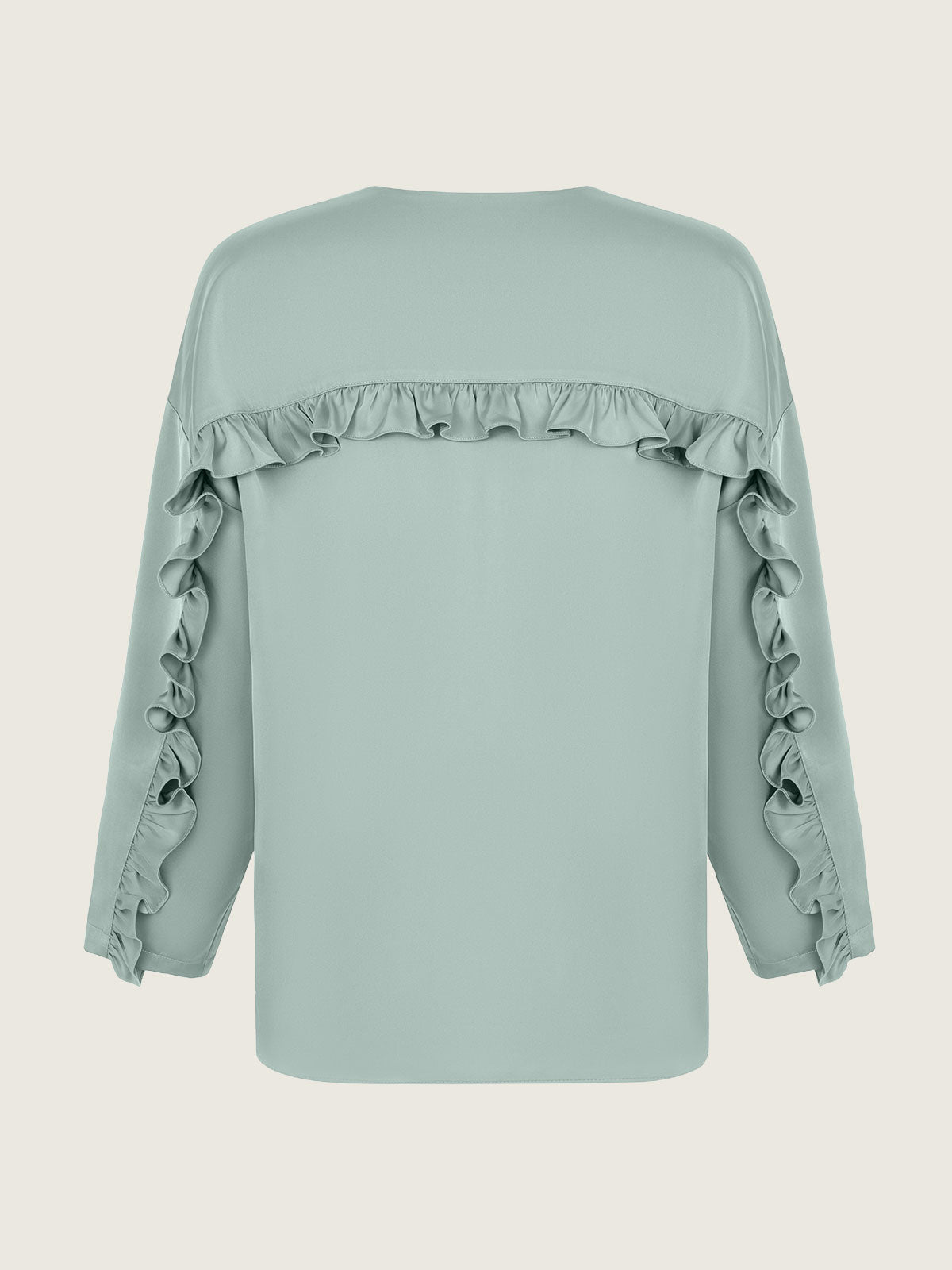 Silk rouffle blouse green