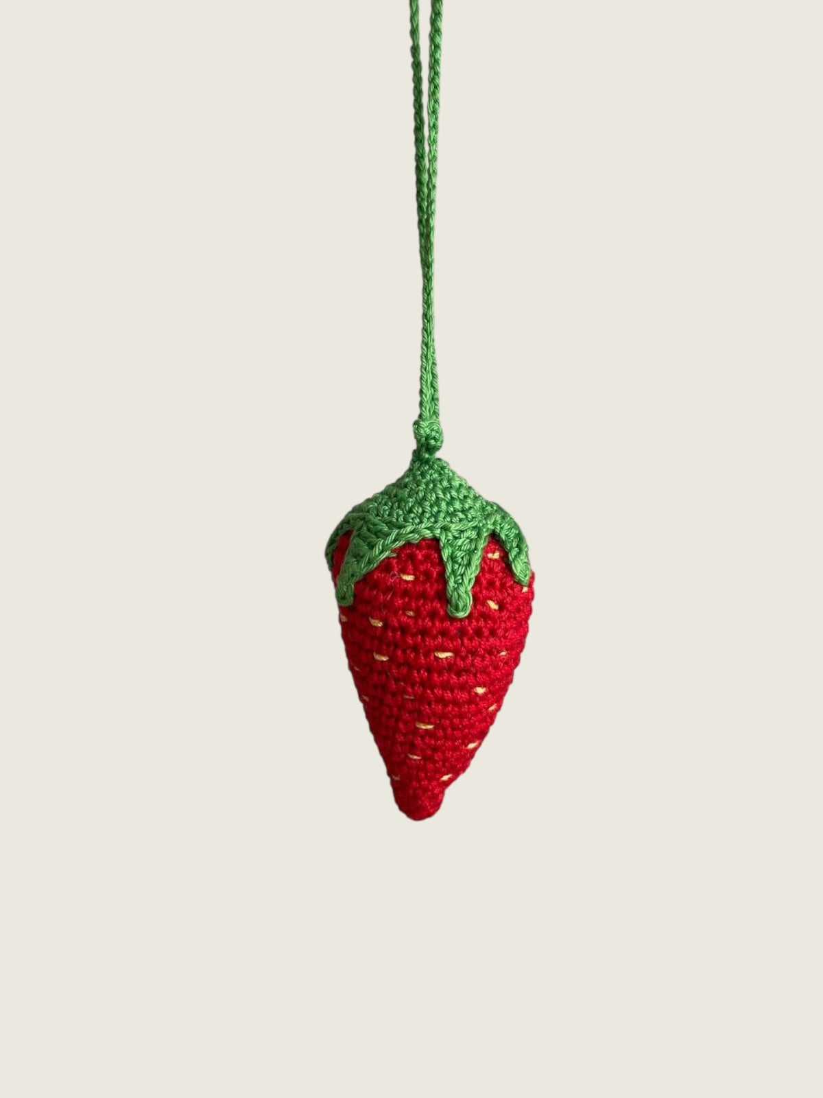Strawberry crochet charm