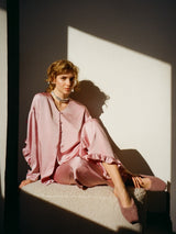 Silk ruffle pants rose