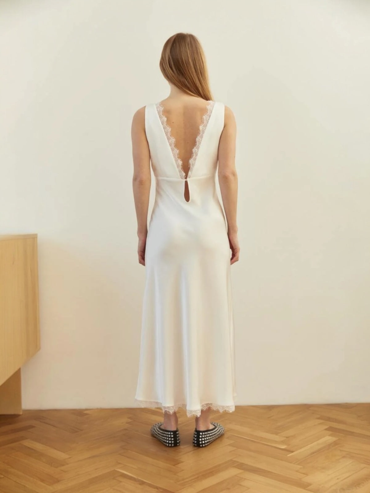 Silk dress with lace