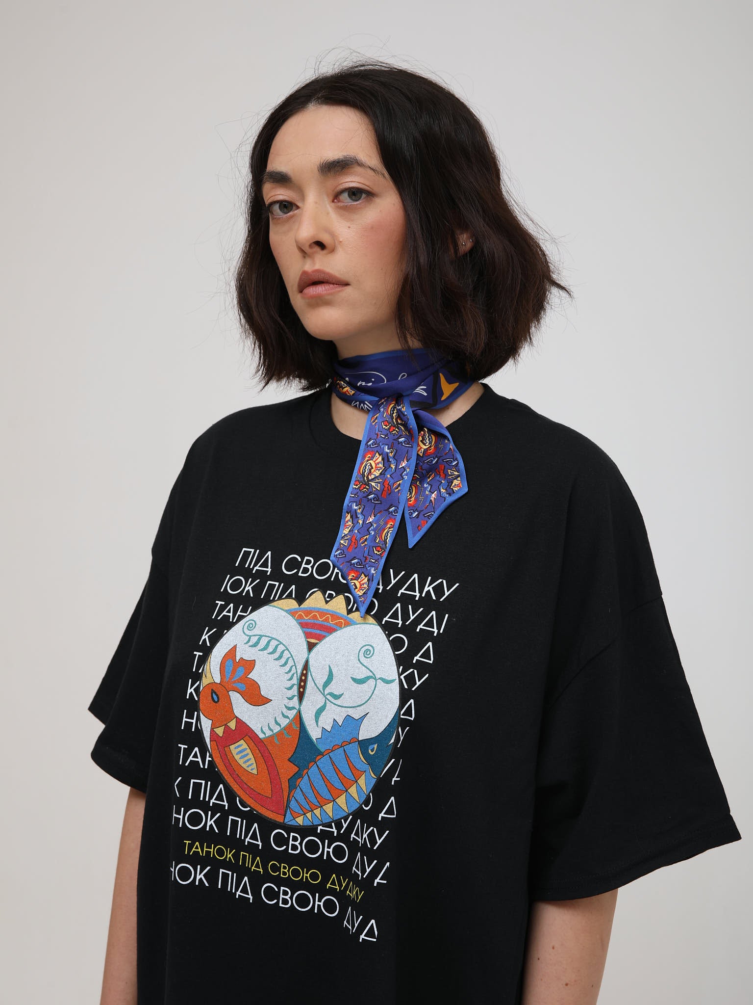 Thin silk scarf “Dance to the power pipe”