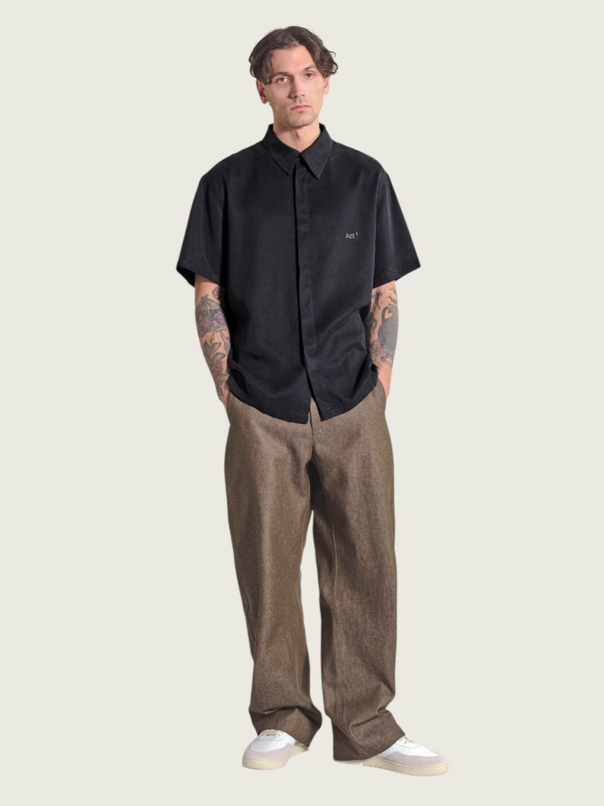 Button up tencel shirt black