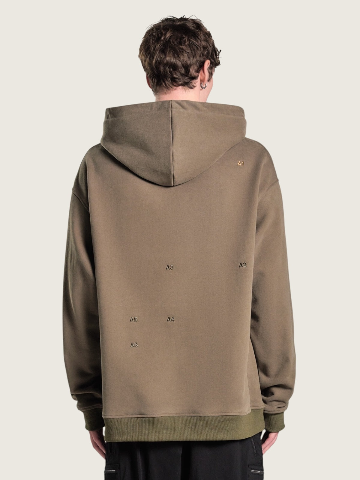 Trapezoid hoodie "Format" khaki