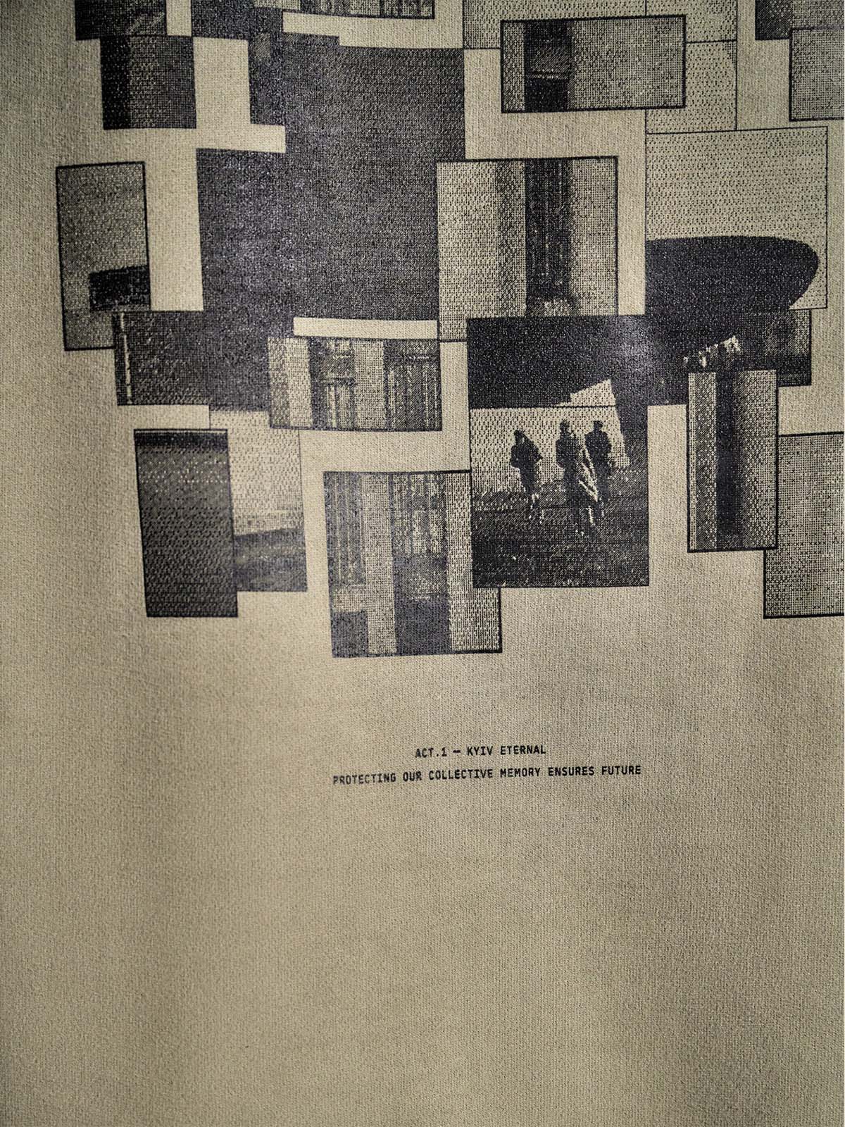 Trapezoid hoodie "Monument" green