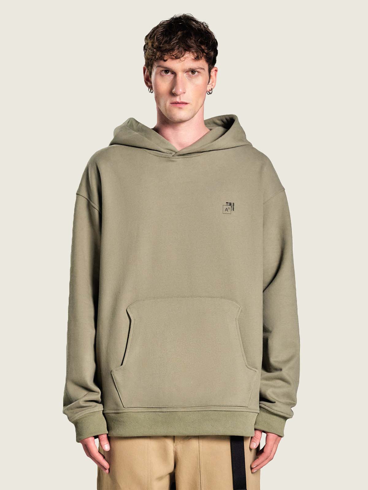 Trapezoid hoodie "Monument" green