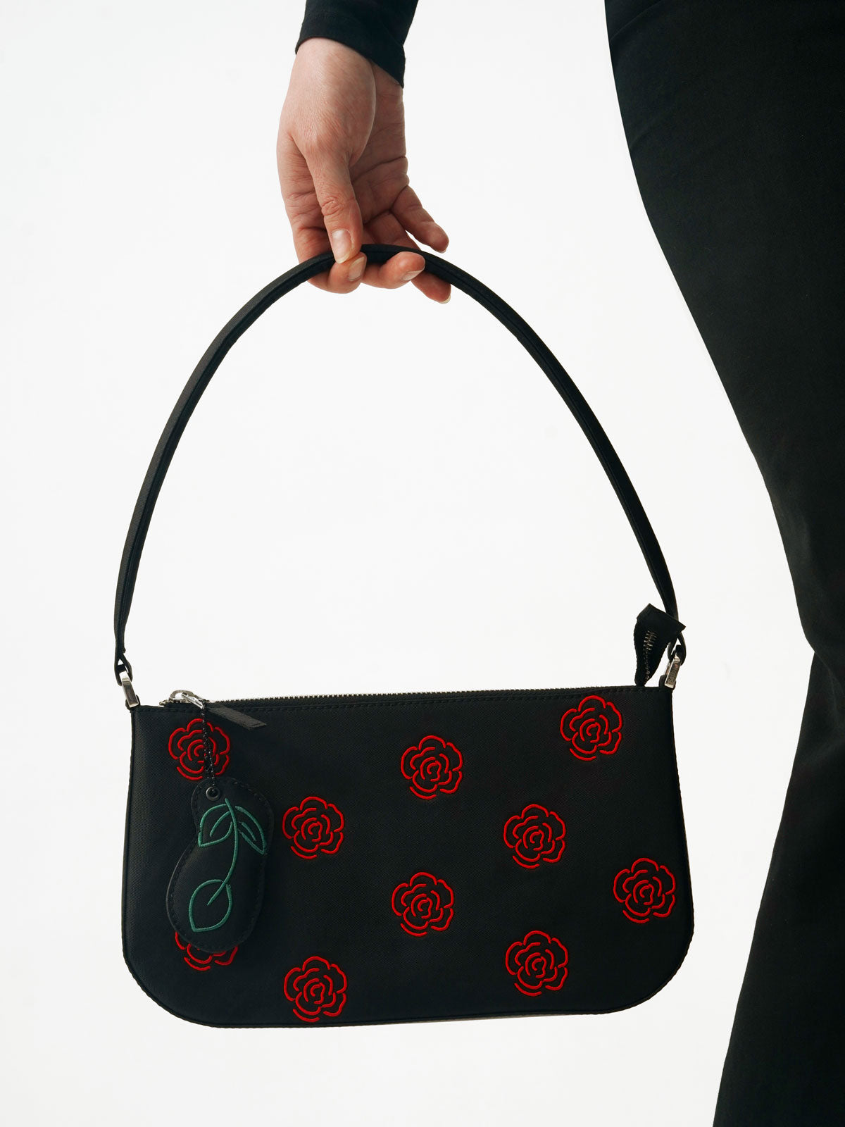 Basic+rose embroidered red roses bag