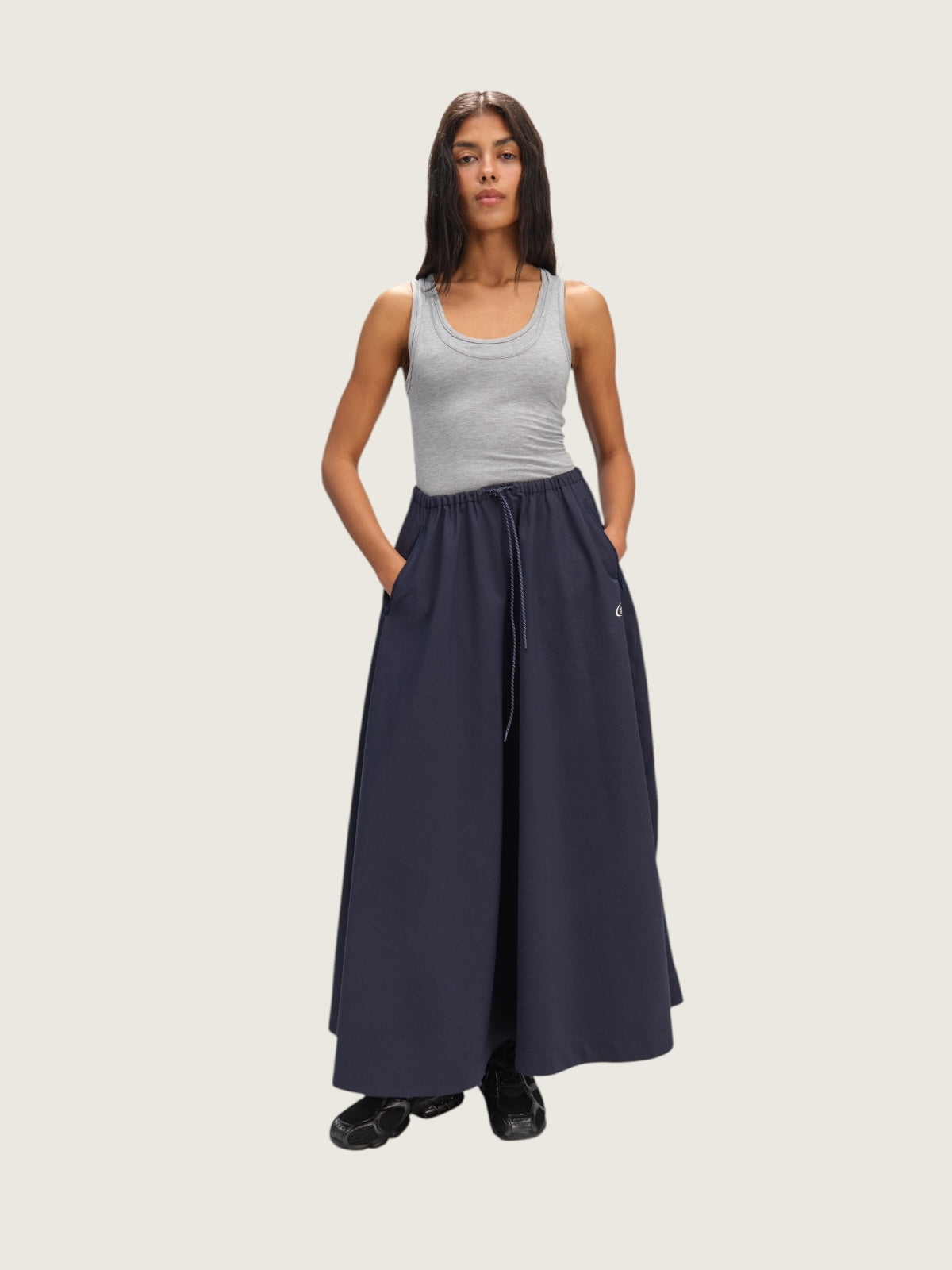 Blue skirt made of raincoat fabric