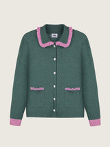 Green Cardigan With Collar