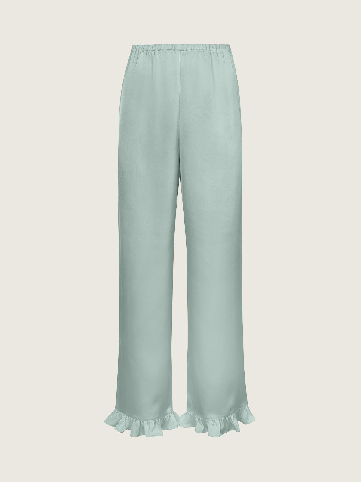 Silk ruffle pants green