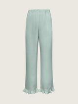 Silk ruffle pants green