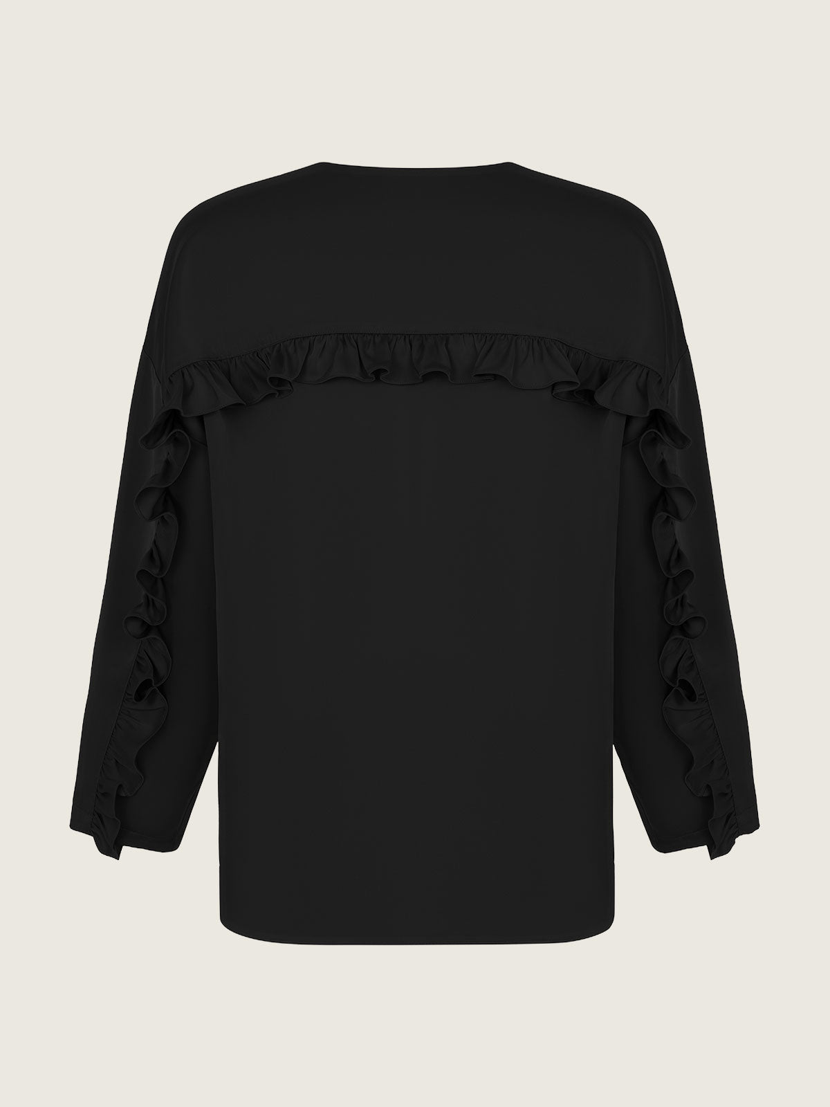 Silk ruffle blouse black