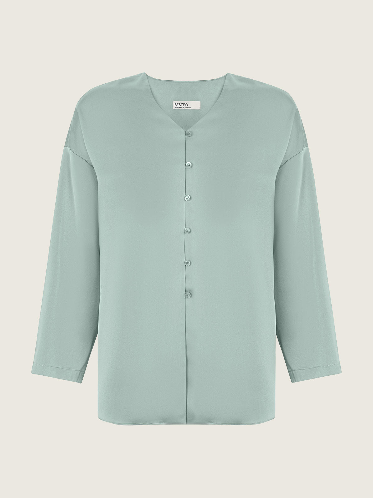 Silk rouffle blouse green