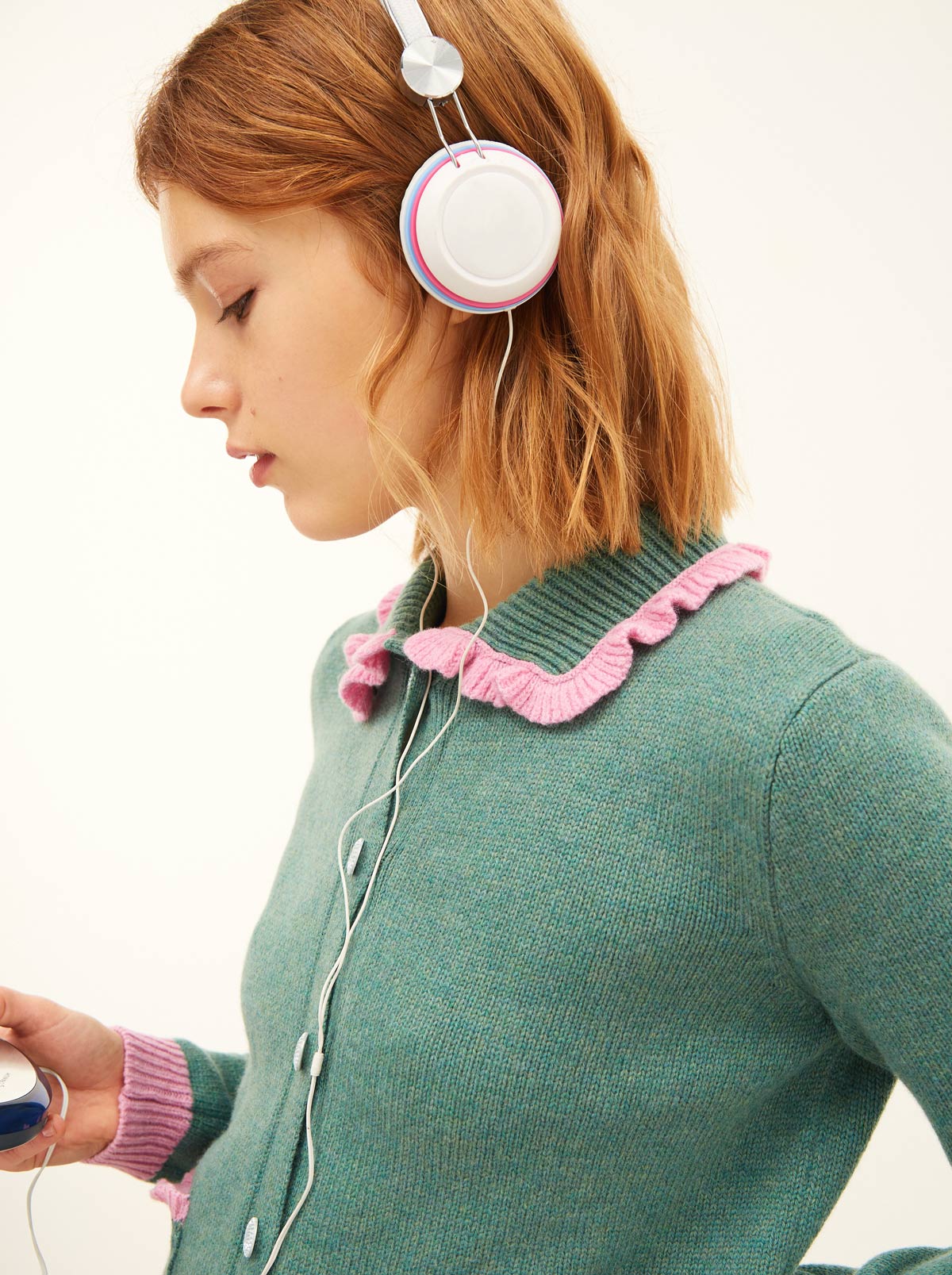 Green Cardigan With Collar