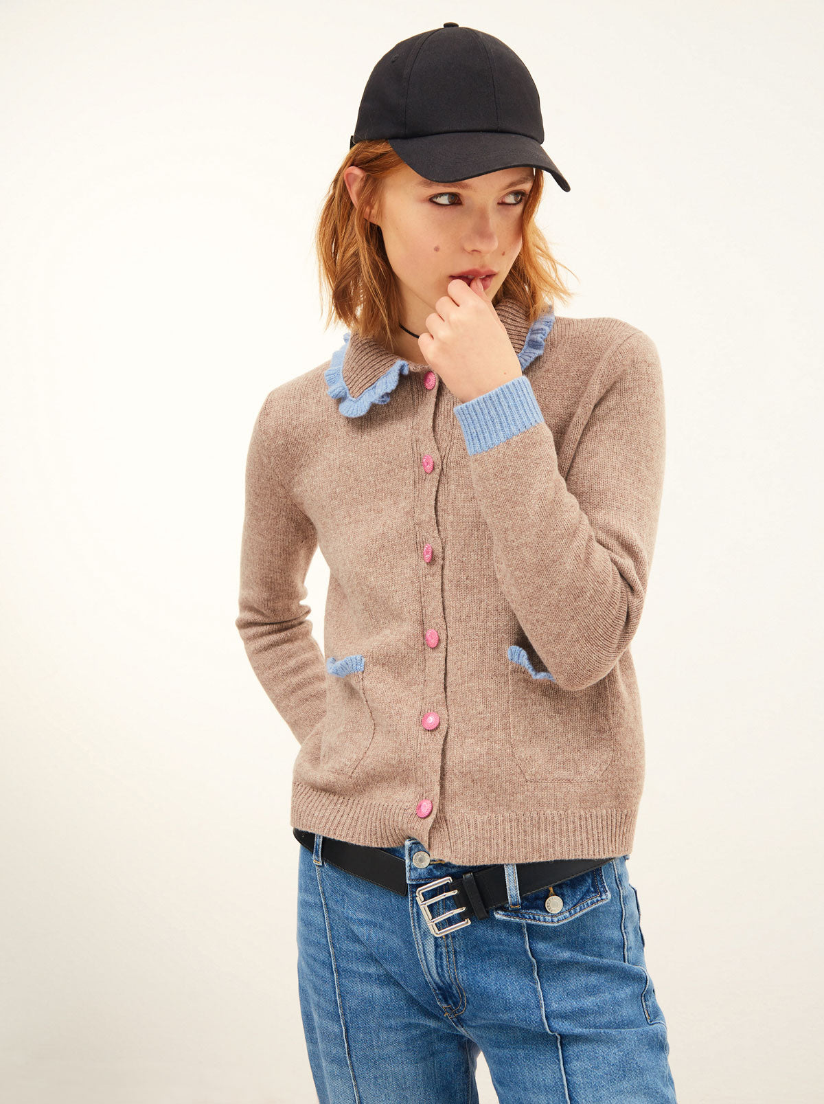 Light Brown Cardigan With Collar