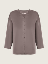 Silk ruffle blouse mocha