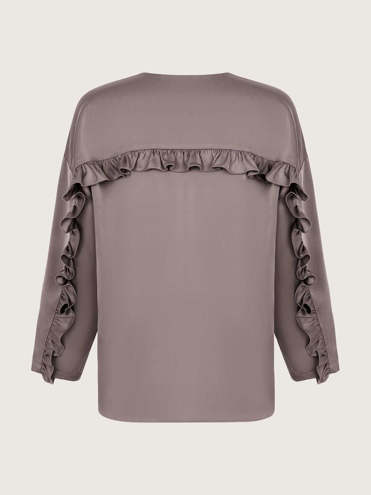 Silk ruffle blouse mocha