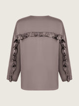 Silk ruffle blouse mocha