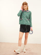 Green Cardigan With Collar