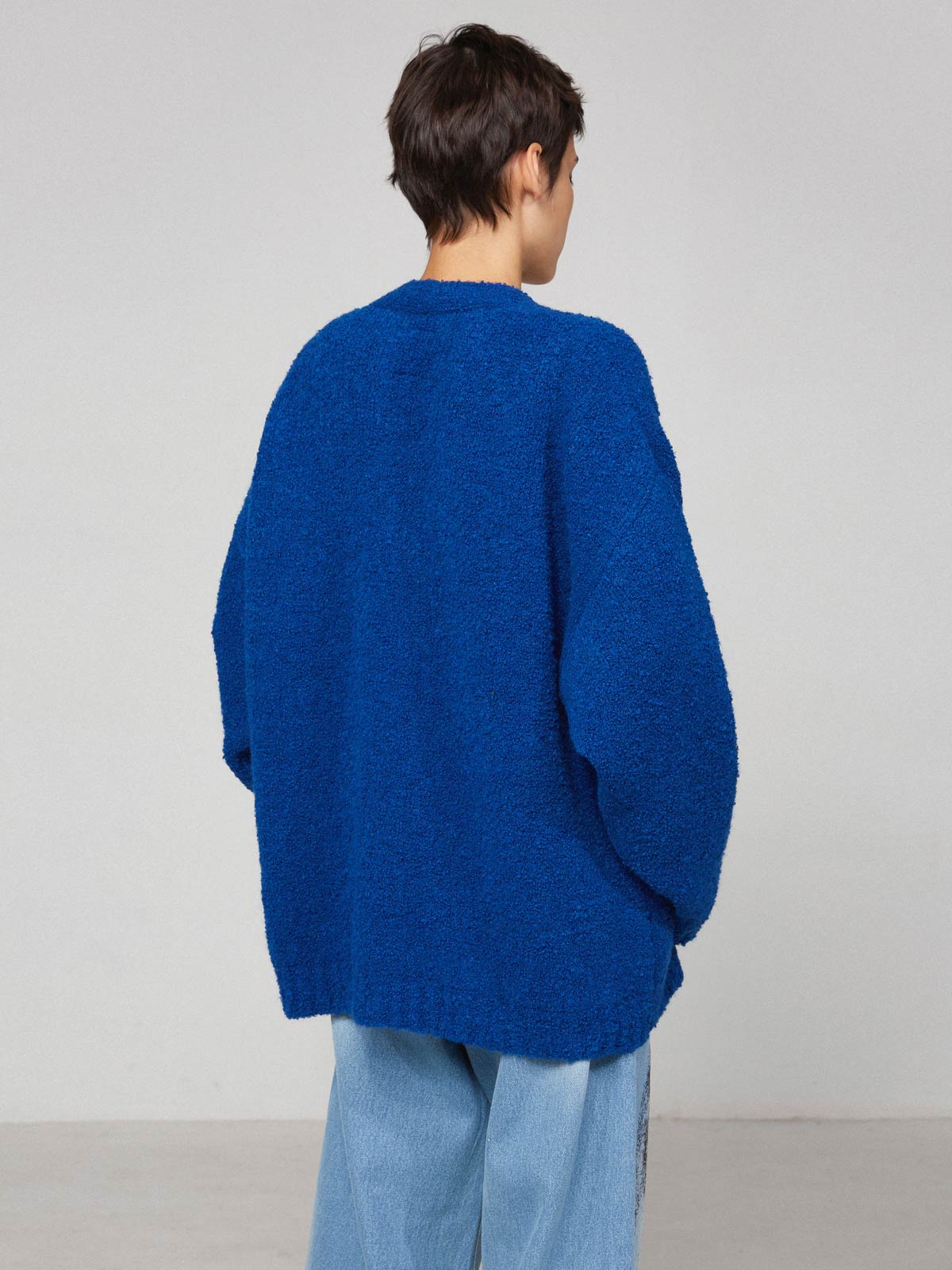 Blue boucle cardigan