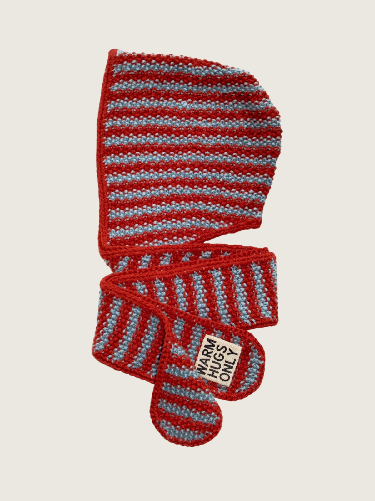 Hand-knitted Balaclava scarf Terracotta and Blue