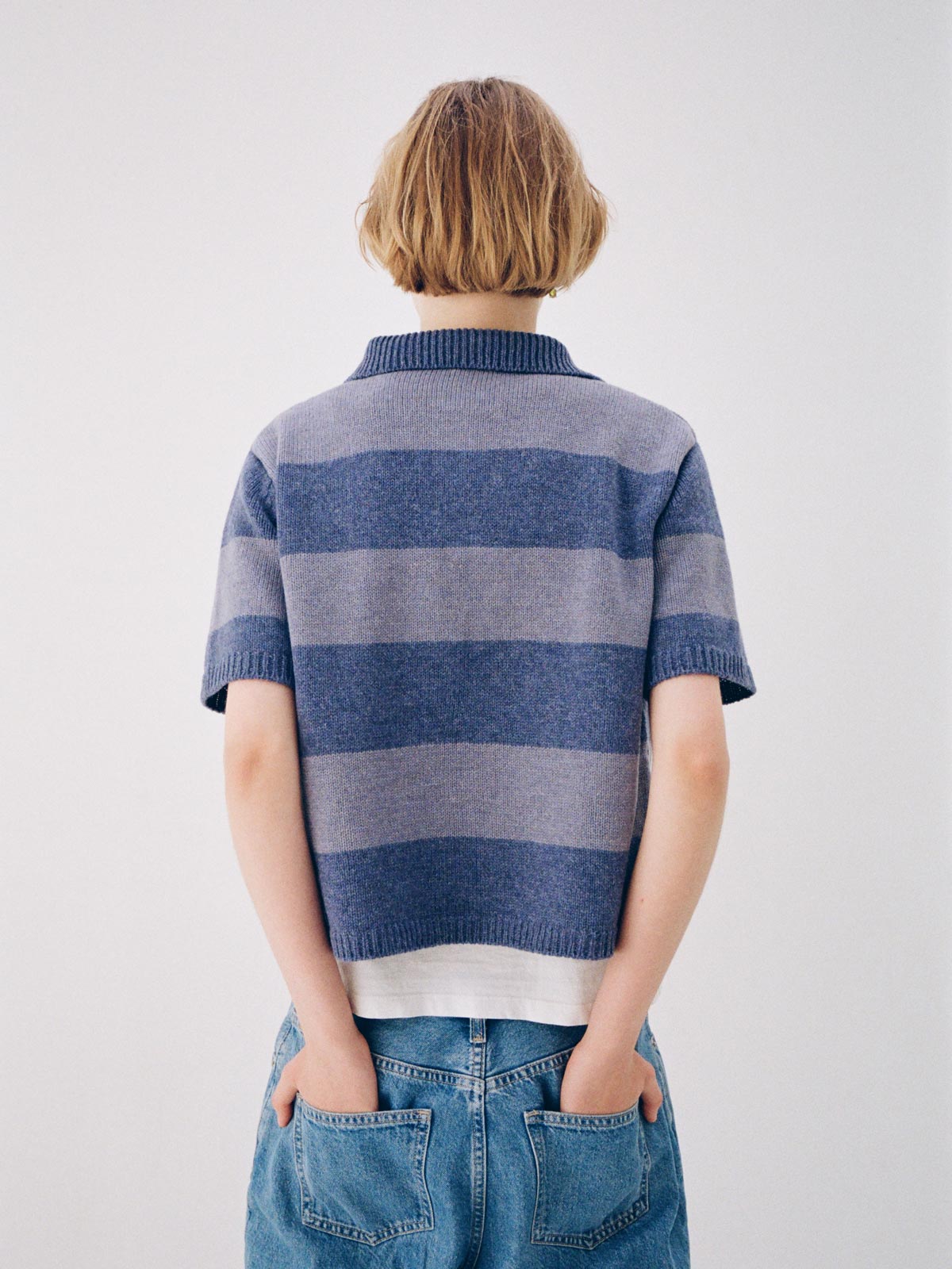 Striped Blue Polo Top