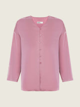 Silk ruffle blouse pink