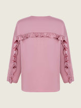 Silk ruffle blouse pink