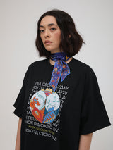 Thin silk scarf “Dance to the power pipe” with double-sided printing