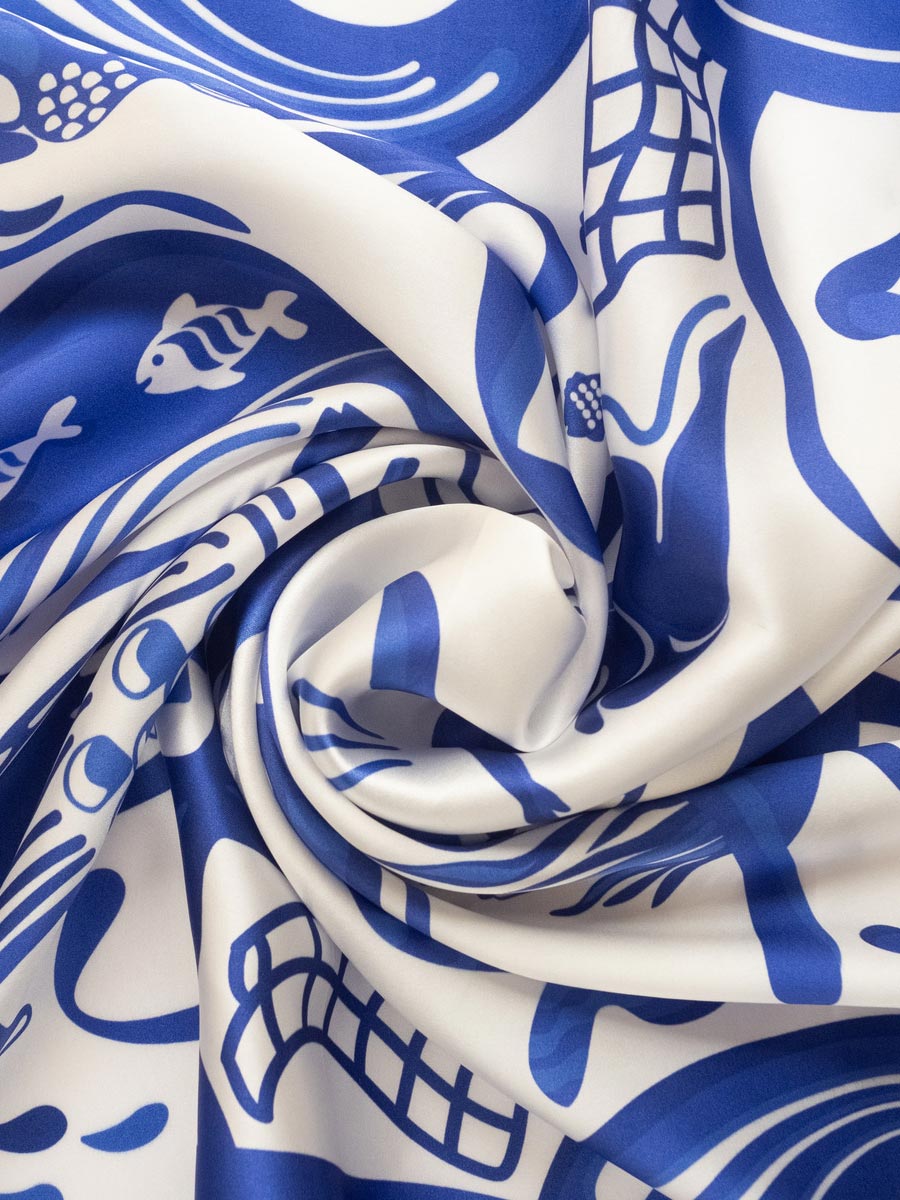 Silk scarf "VODIANYK" with double-sided printing