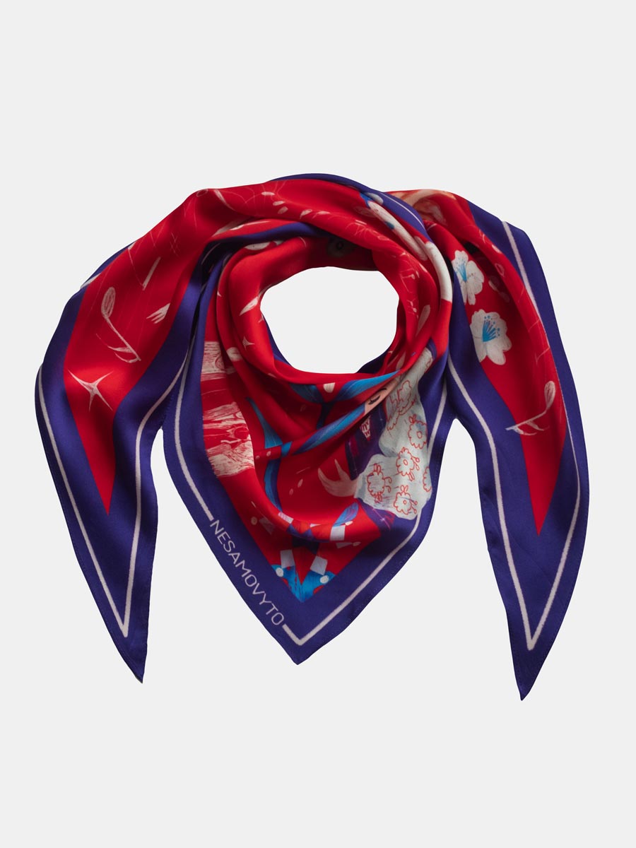 Silk scarf “Leontovych” with double-sided printing