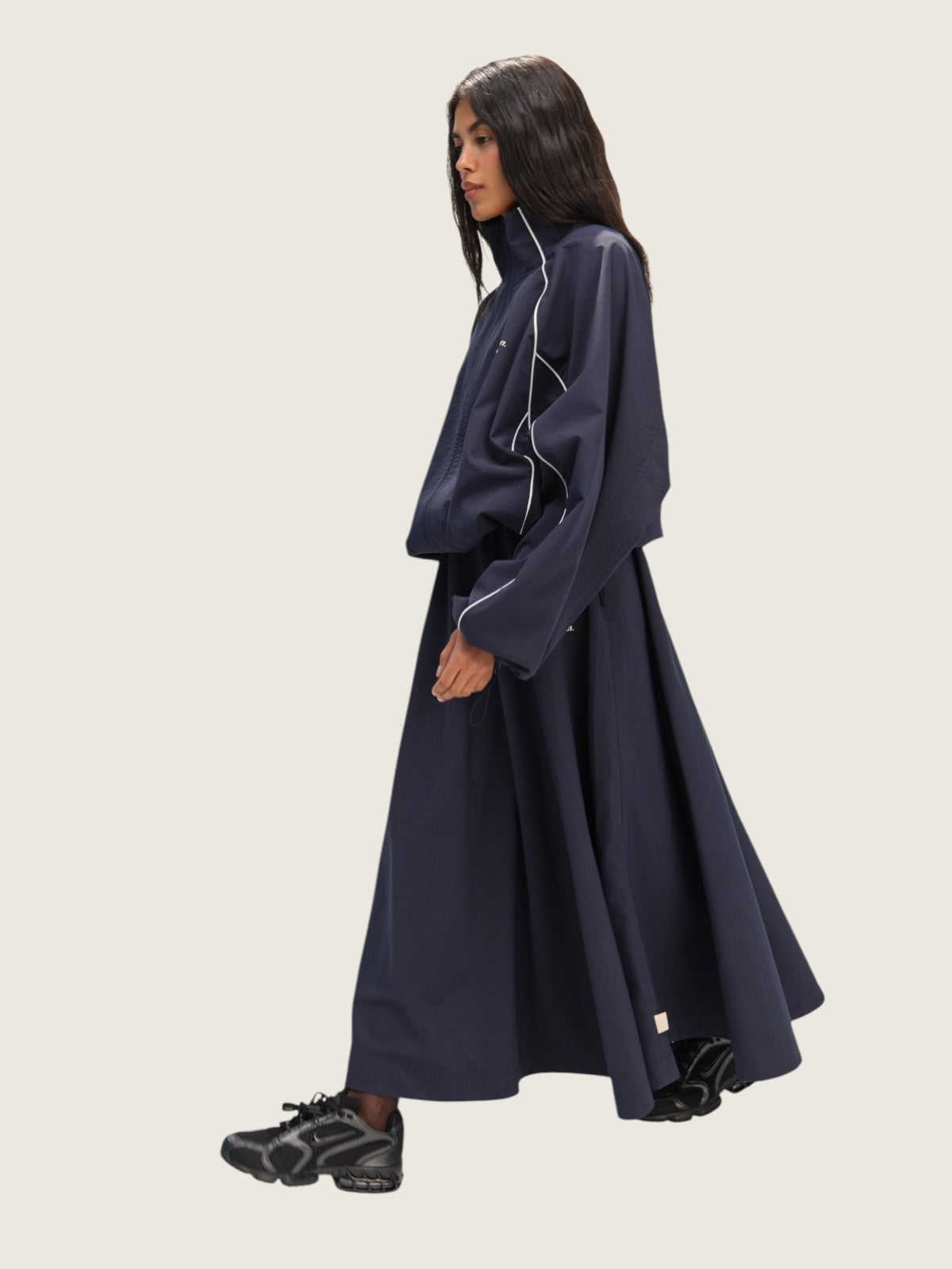 Blue skirt made of raincoat fabric