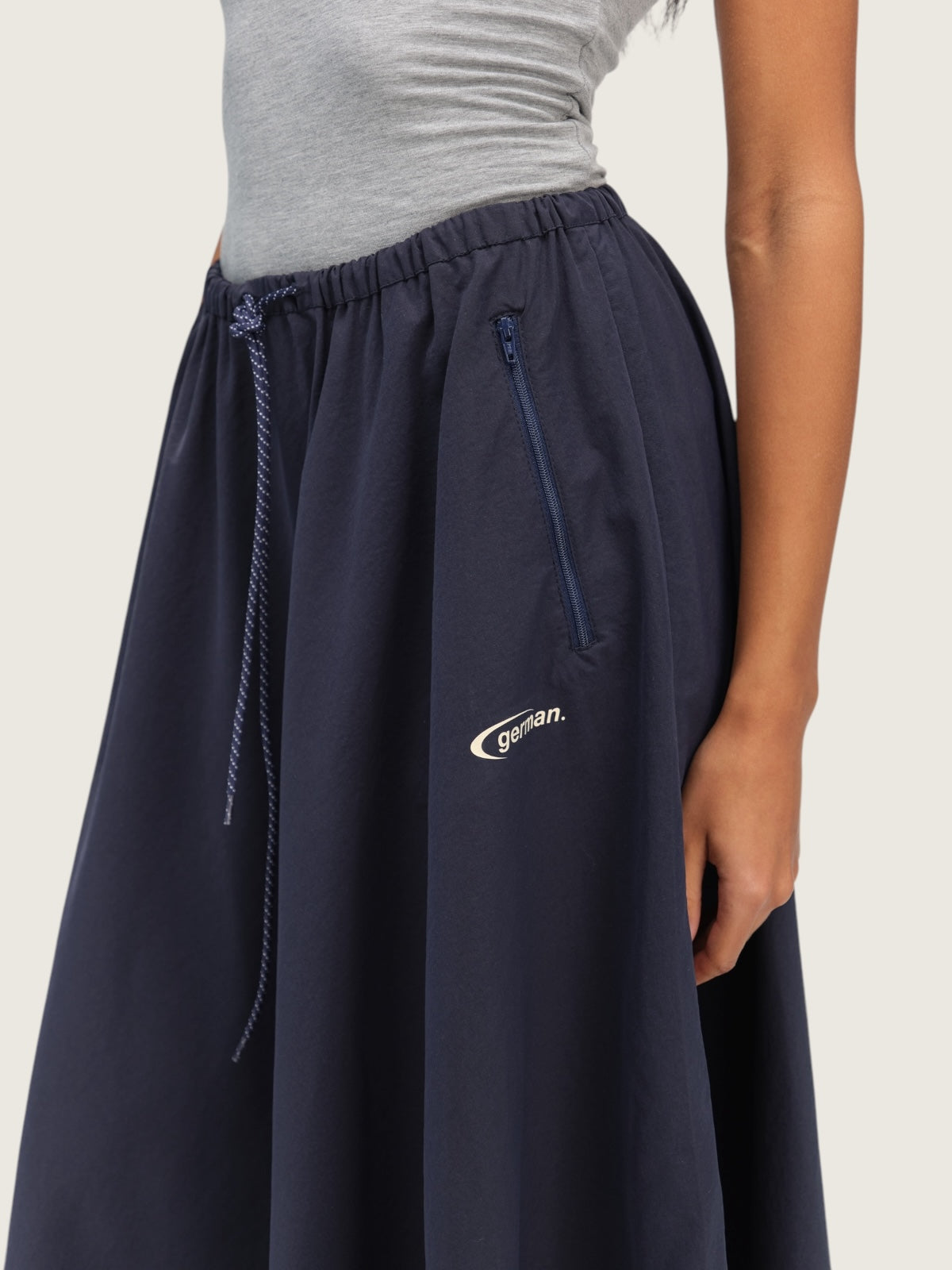 Blue skirt made of raincoat fabric