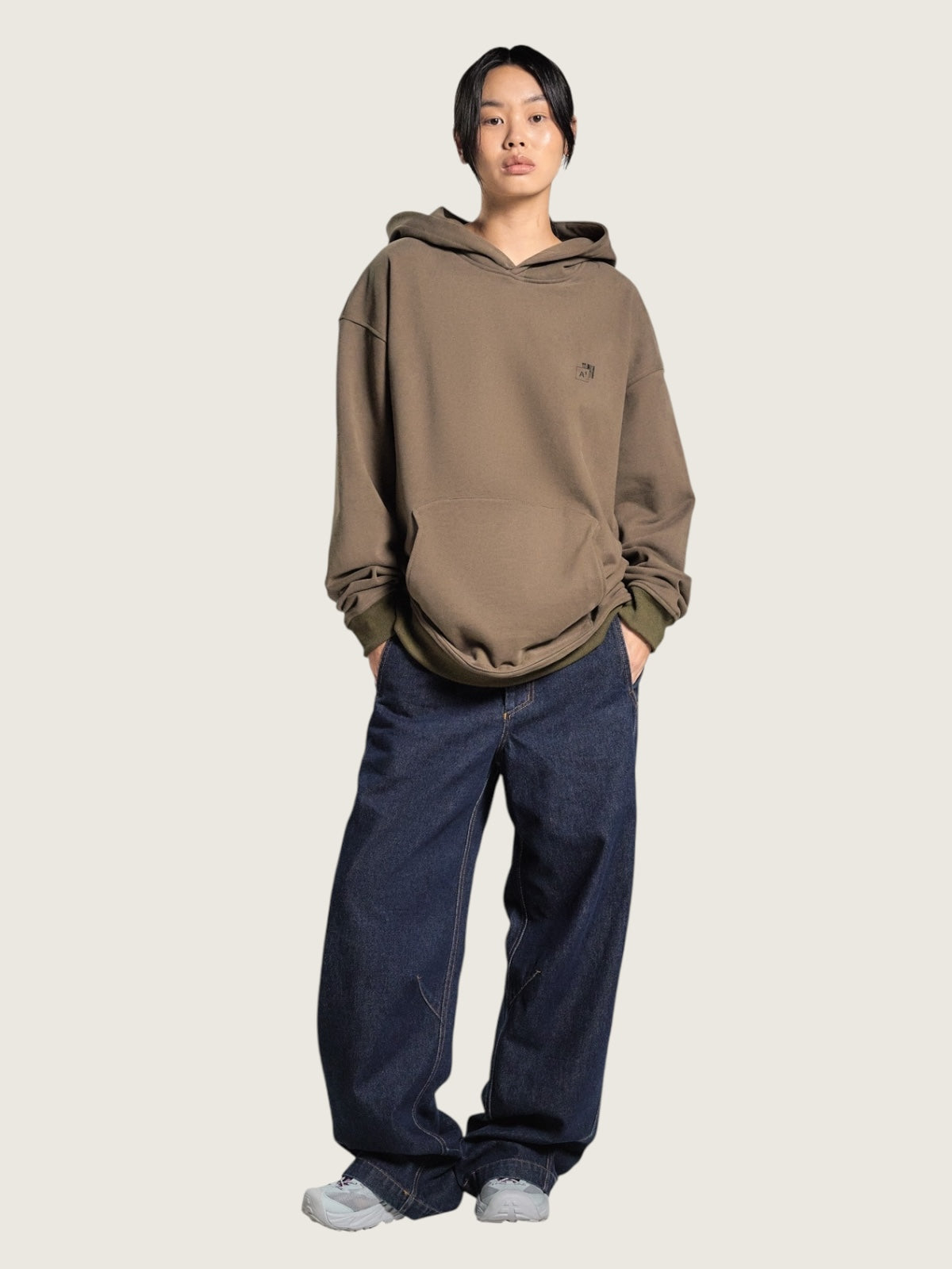 Trapezoid hoodie "Monument" khaki