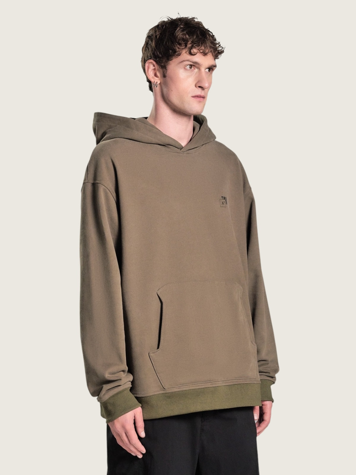 Trapezoid hoodie "Monument" khaki