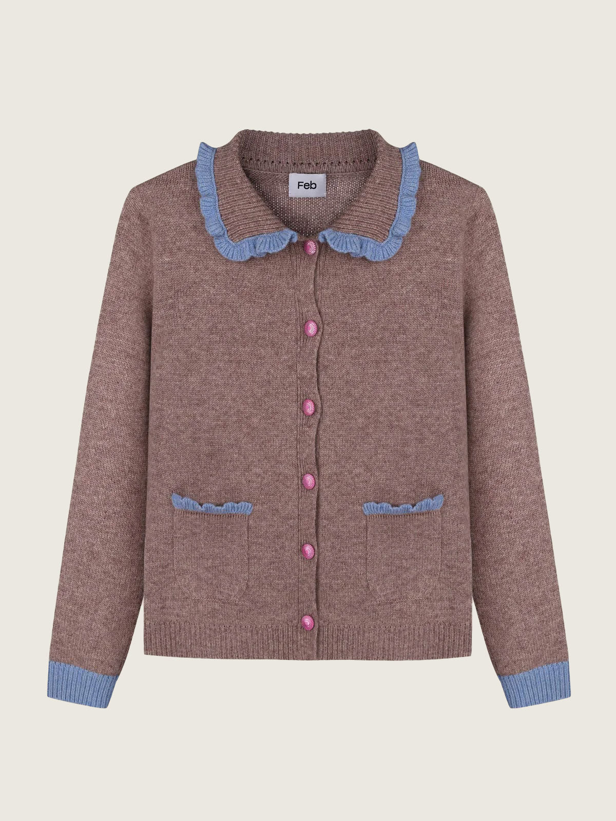 Light Brown Cardigan With Collar