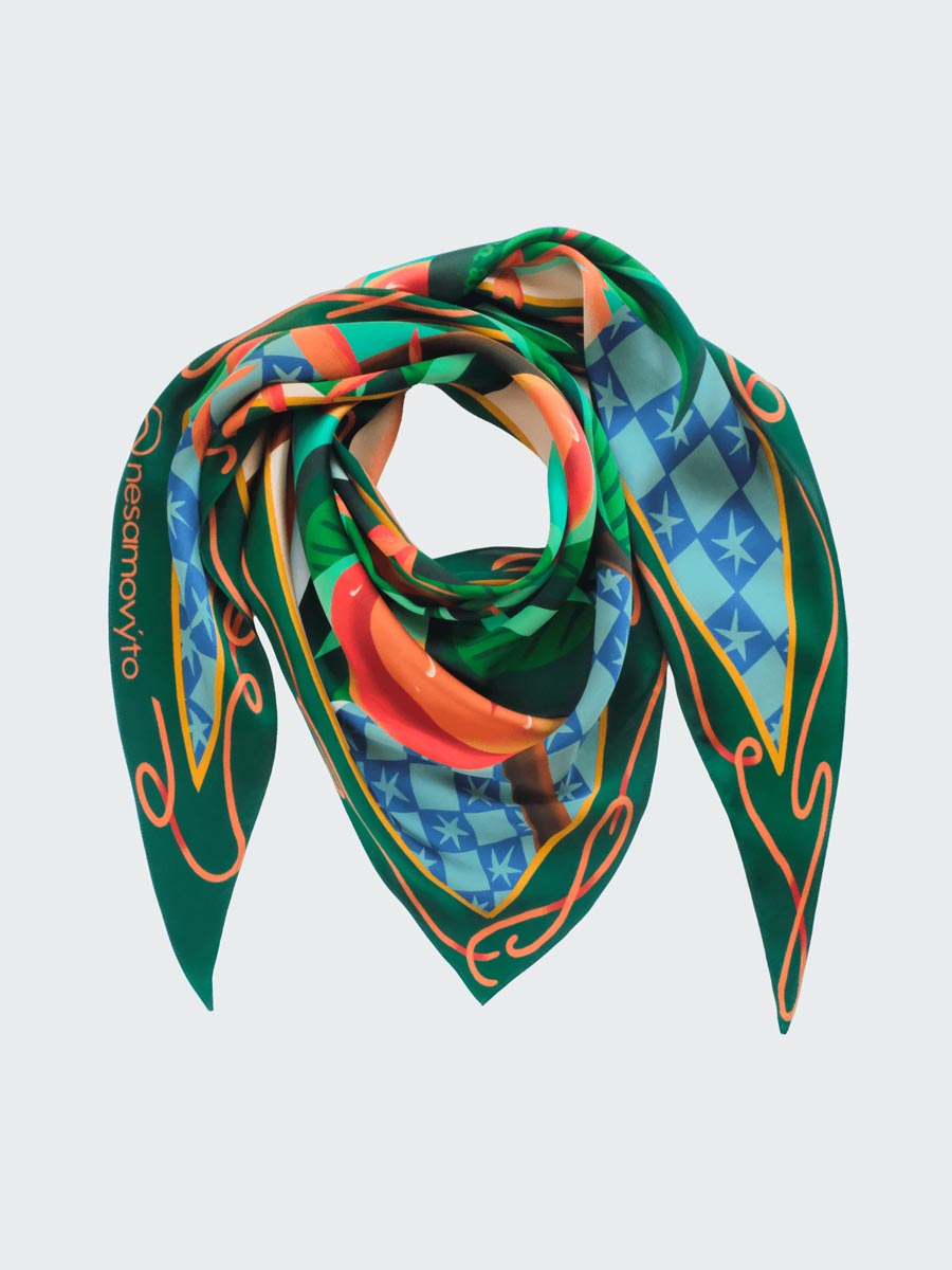 Silk scarf "Morelky" with double-sided printing  (author of the illustration - Oles Derega)