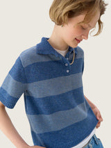 Striped Blue Polo Top